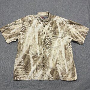 Reel Legends Men’s XL Performance Fishing Hawaiian Shirt Palm Tree Print Tan